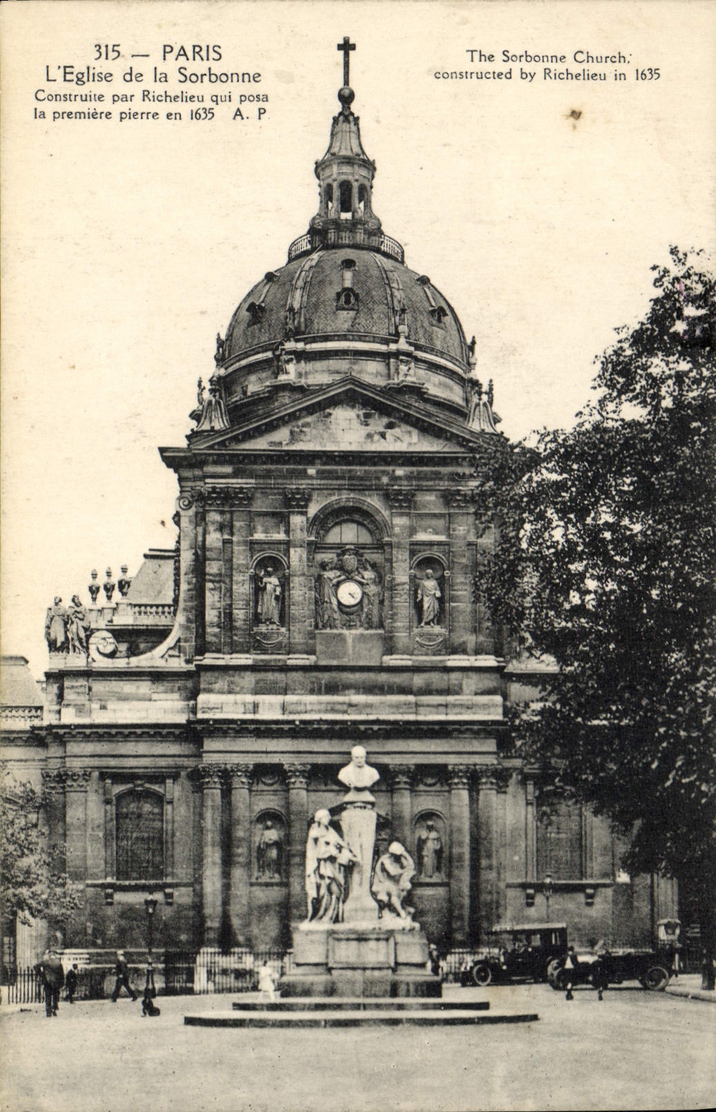 VINTAGE POSTCARD Paris the Church of the Sorbonne