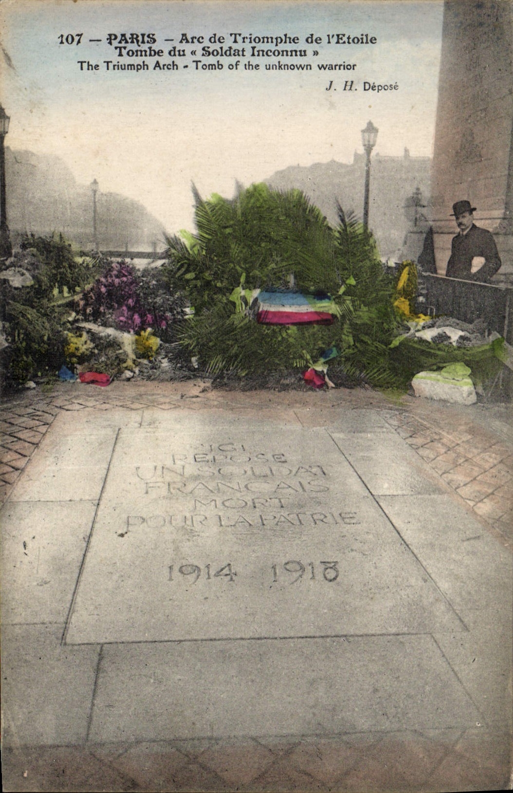 CPA Paris Arc de Triomphe de l'Etoile Tombe du soldat inconnu Militaria 