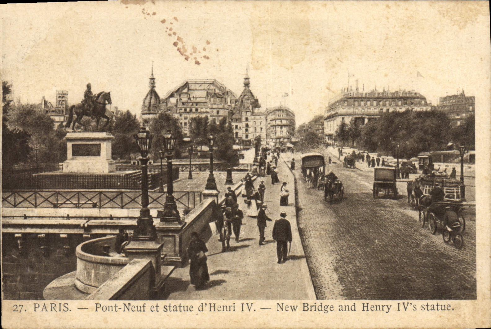 CPA Paris Pont Neuf et Statue d'hneri IV 