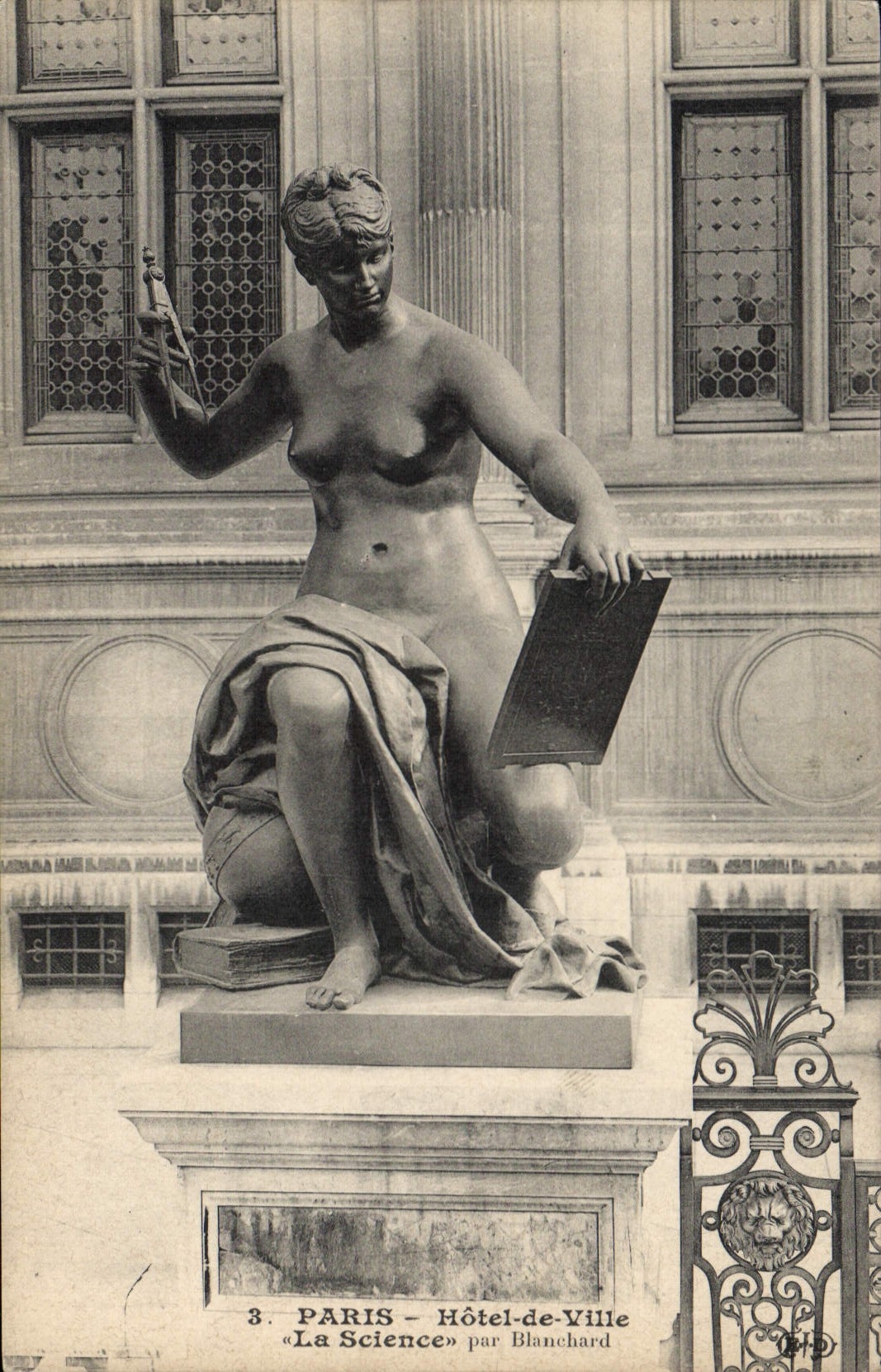 VINTAGE POSTCARD Paris Town hall science by Blanchard