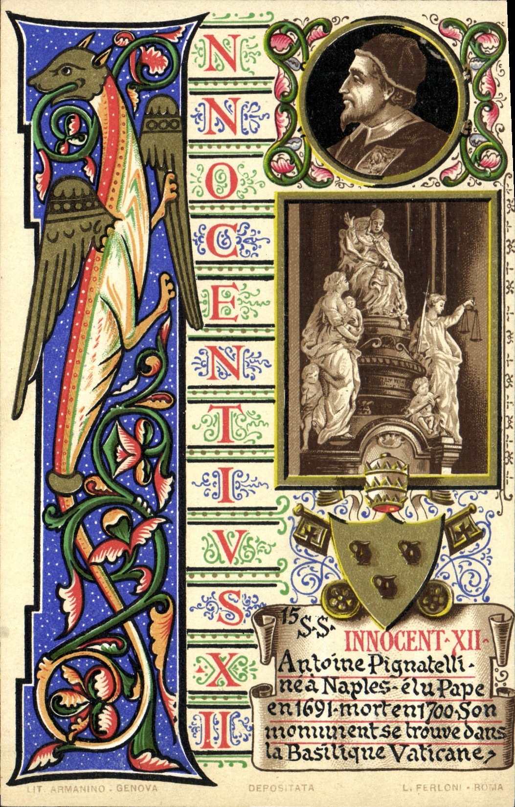 VINTAGE POSTCARD Pope Innoncent XII