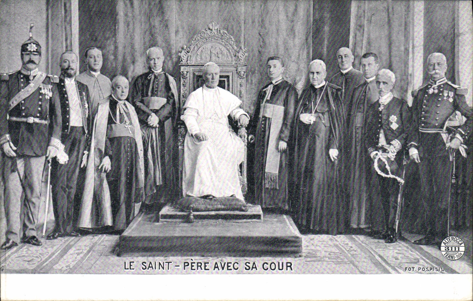 CPA Pape Le Saint Pere avec sa cour 