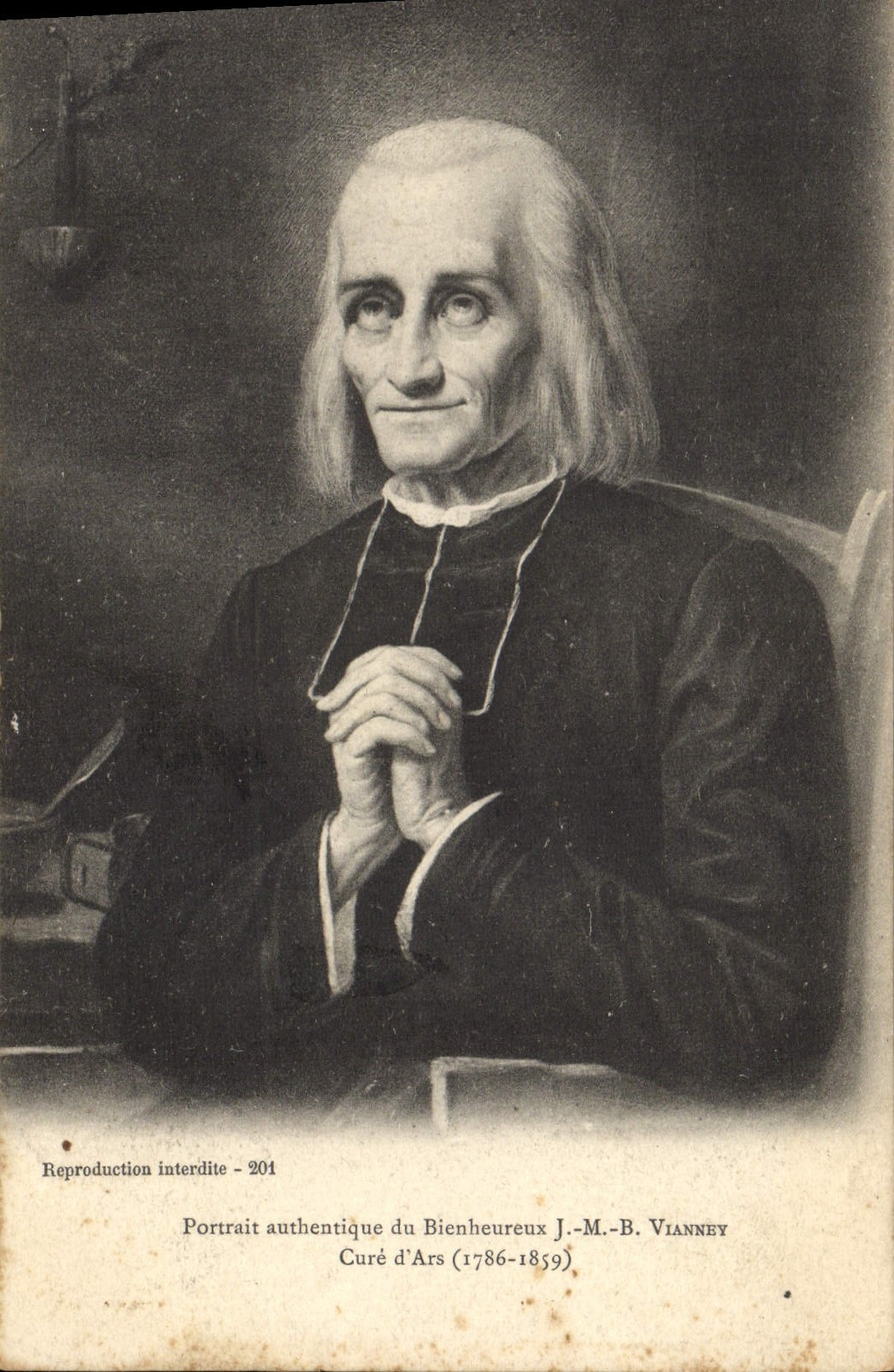VINTAGE POSTCARD Portrait authenticates happy JMB Vianney Cure of Ars