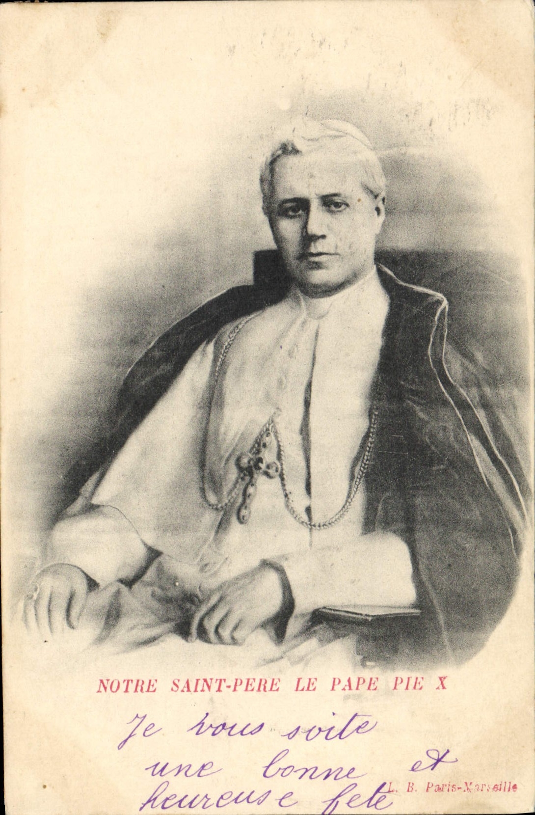VINTAGE POSTCARD Our Saint Father the Black and white Pope X