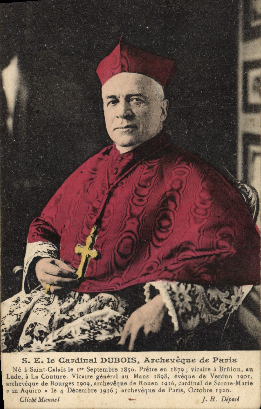 VINTAGE POSTCARD SE the cardinal Dubois Archeveque of Paris does not have Saint Calais