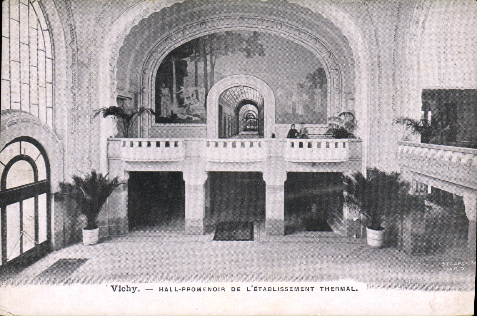 VINTAGE POSTCARD Hydrotherapy Vichy Hall Promenade Of the Hydropathic establishment