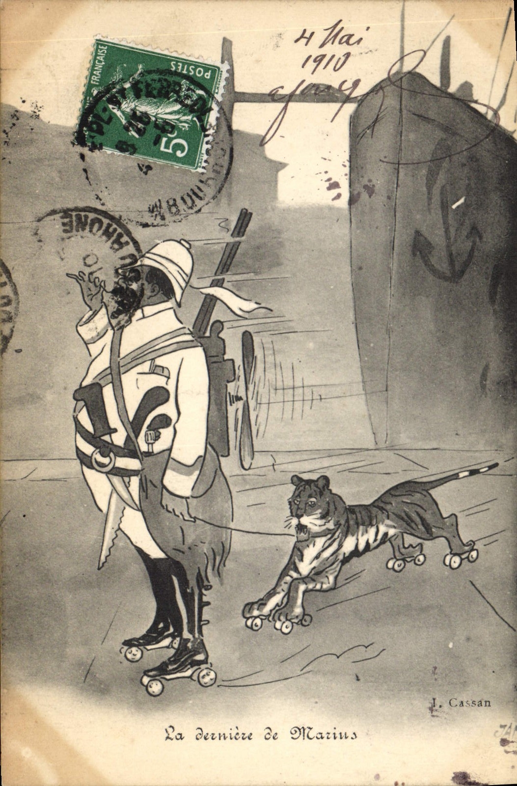 CPA La derniere des marins Patins a roulettes Tigre