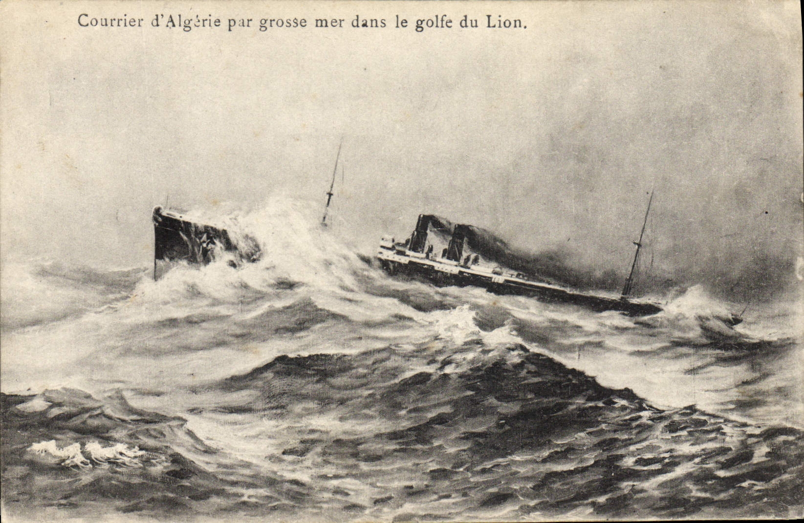 CPA Bateau Courrier d'Algerie par grosse mer dans le golfe du lion