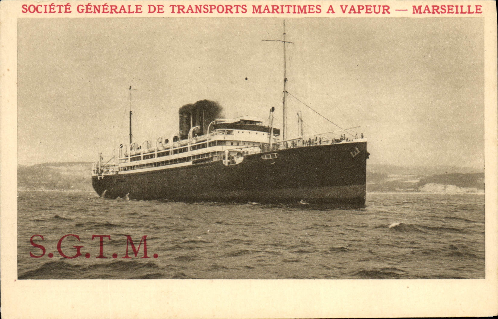 VINTAGE POSTCARD Boat Steamer SGTM Marseilles
