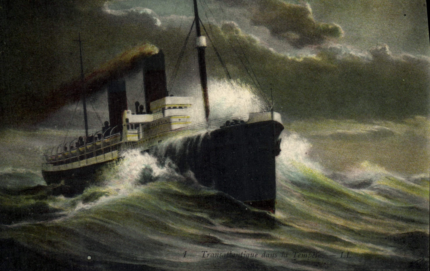 CPA Bateau Paquebot Transatlantique dans la tempete 