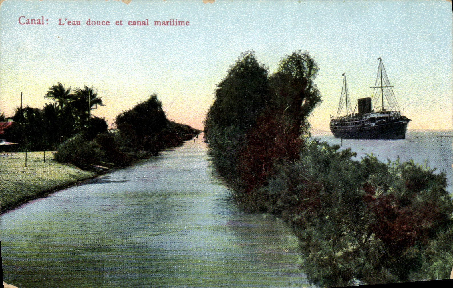 CPA Bateau Paquebot Egypt Egypte Canal L'eau douce et canal maritime 