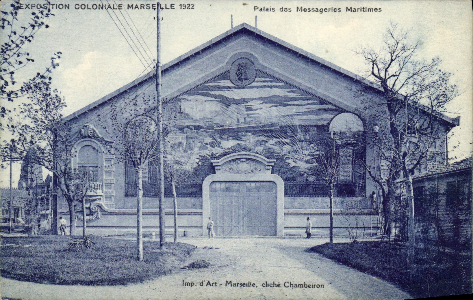 VINTAGE POSTCARD Boat Steamer Fair colonial Marseilles 1922 Palates of the Maritime Transport