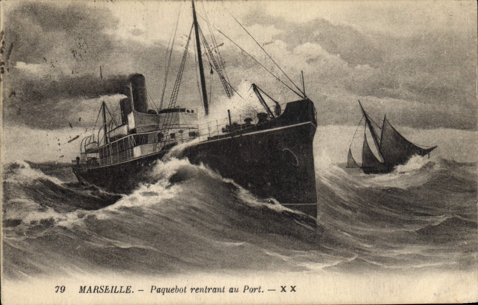 CPA Bateau Paquebot rentrant au port 