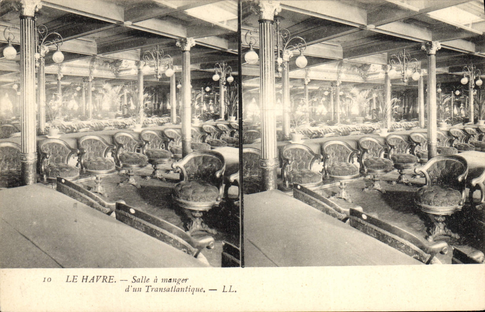 VINTAGE POSTCARD Boat Steamer Dining room of a deck chair