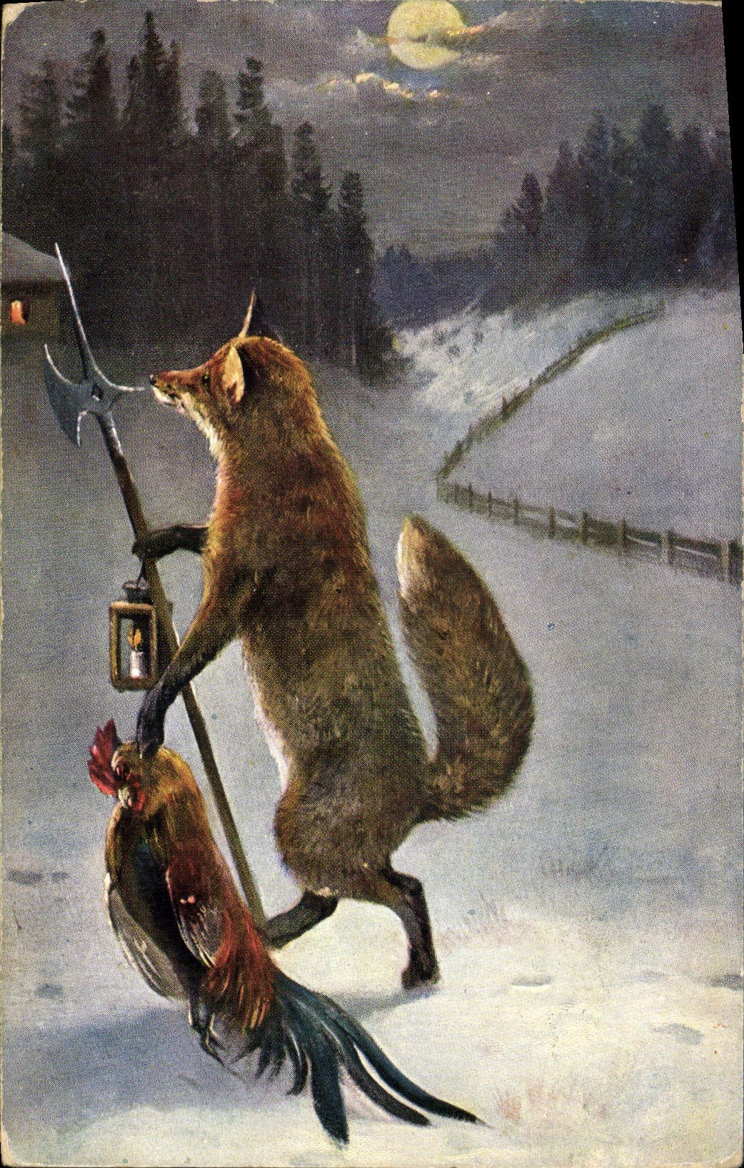 VINTAGE POSTCARD Fox Cock
