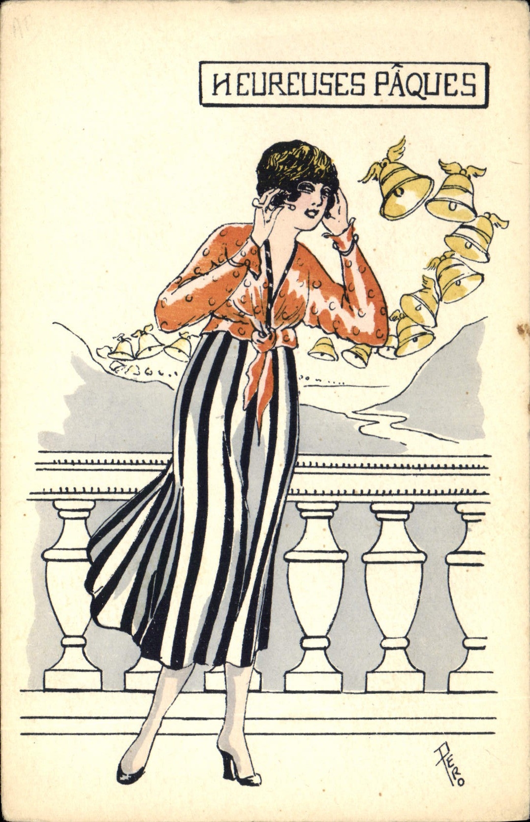 CPA Fantaisie Illustrateur Femme Paques Pero