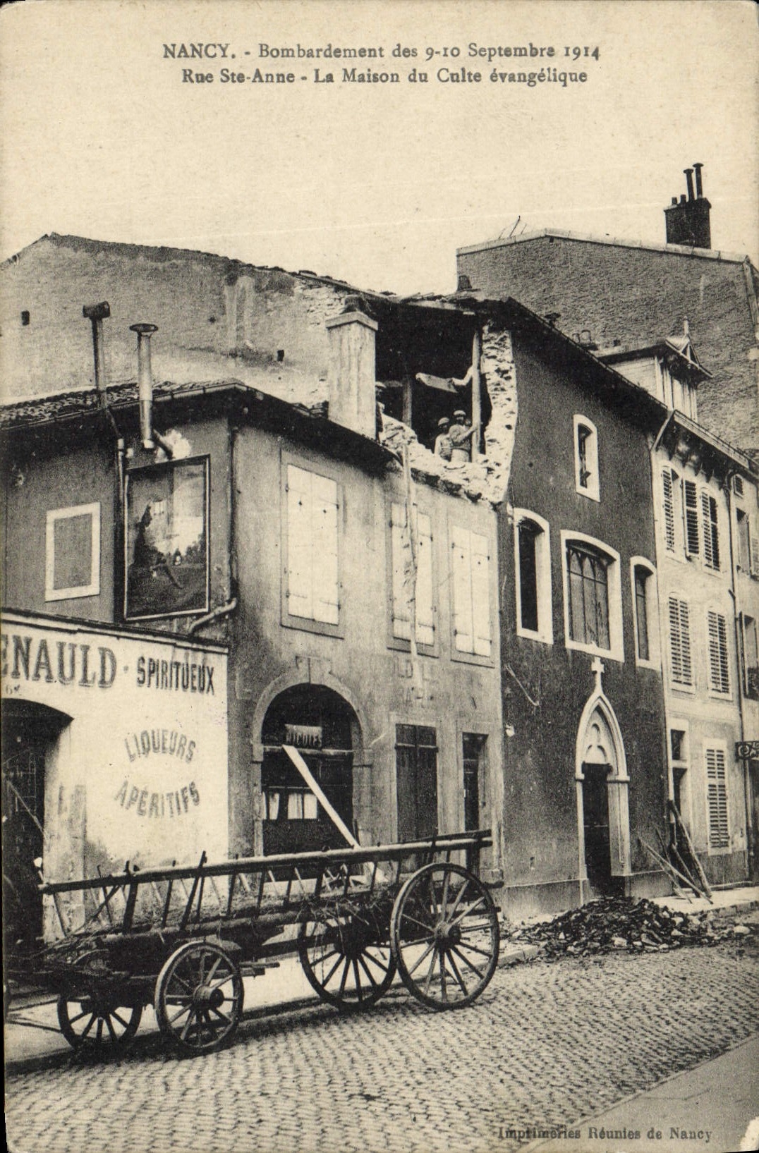 CPA Nancy Bombardement des 9-10 septembre 1914 Rue Ste Anne La maison du culte evangelique 