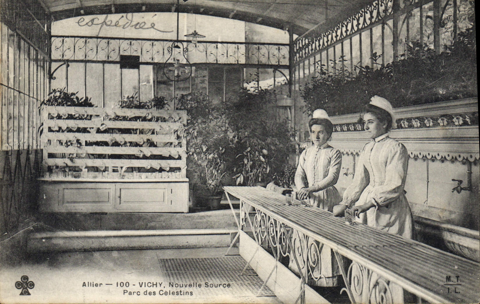 VINTAGE POSTCARD Hydrotherapy Vichy News Park source of Celestins