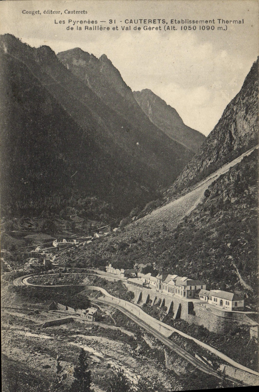 VINTAGE POSTCARD Hydrotherapy Cauterets Hydropathic establishment of RAillere and Val of Geret