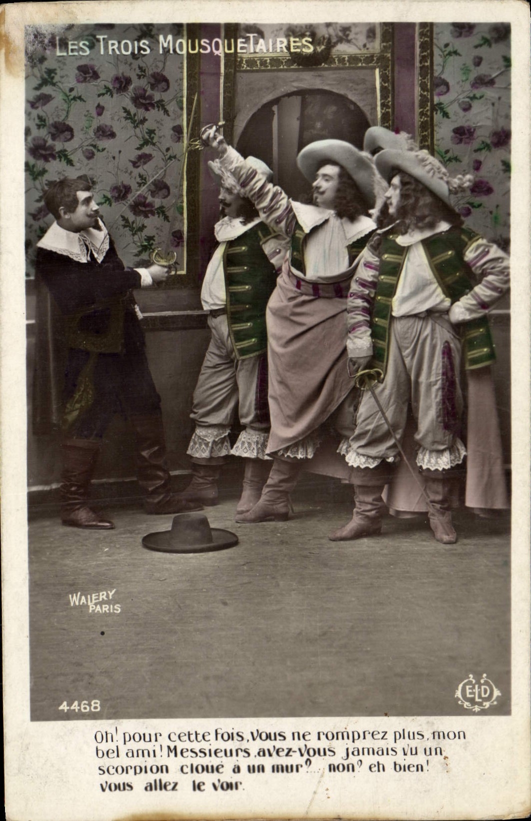 VINTAGE POSTCARD Fencing Three Musketeers