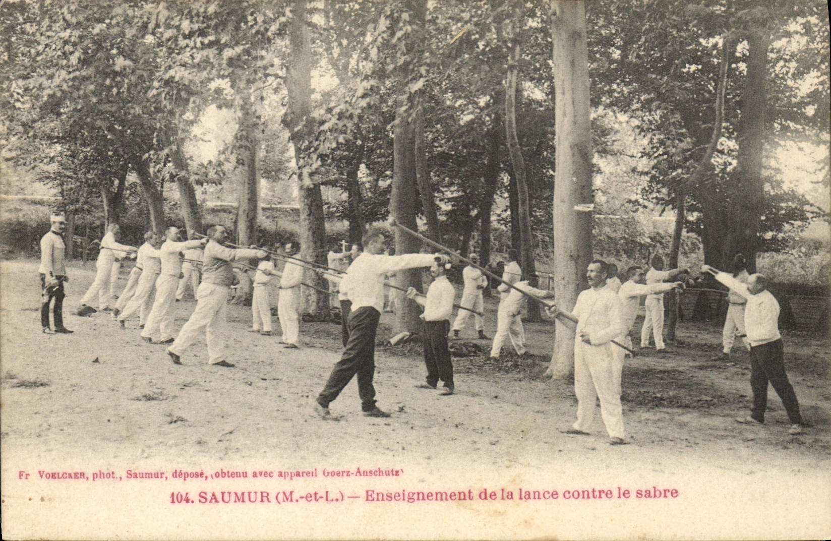 VINTAGE POSTCARD Fencing Saumur Teaching of the lance against the Militaria saber