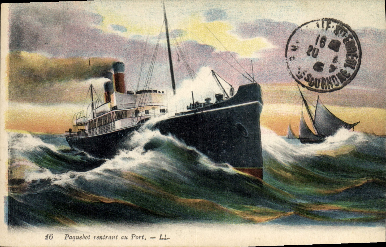 CPA Bateau Paquebot rentrant au port 