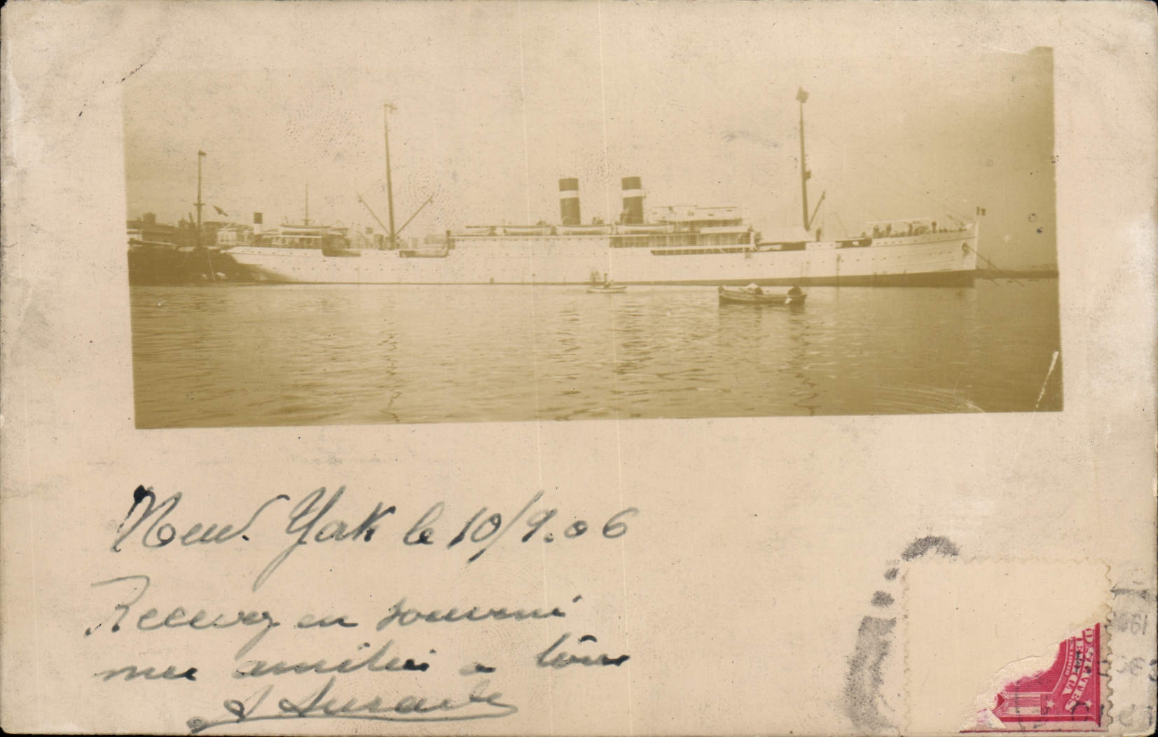 CARTE PHOTO Bateau Paquebot New York 1906 