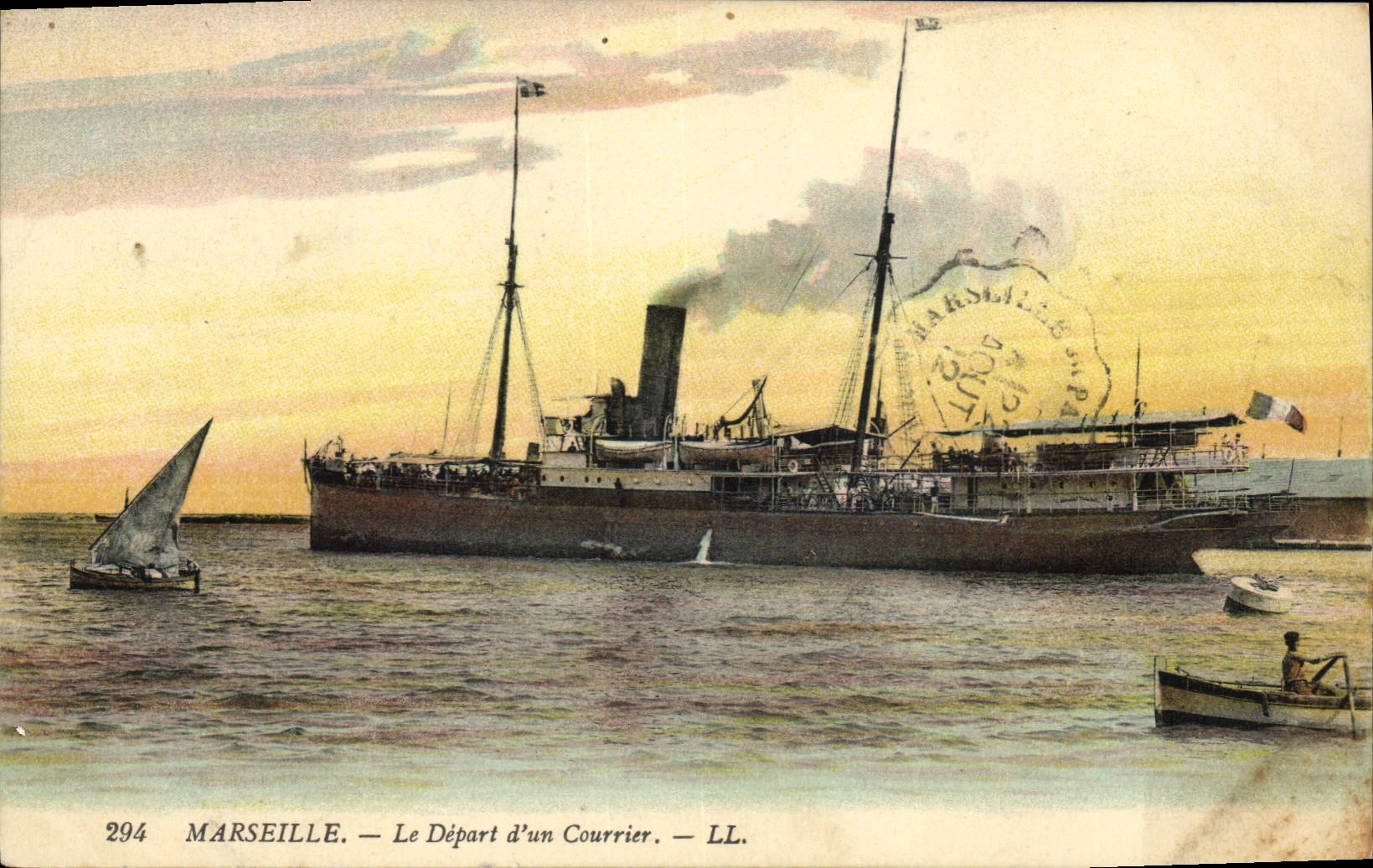 CPA Bateau Marseille Le depart d'un courrier
