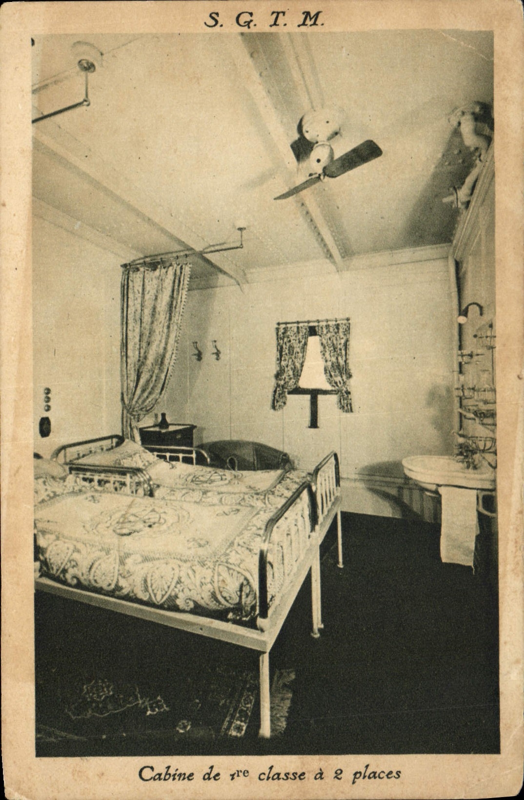 CPA Bateau Paquebot SGTM Cabine de 1ere classe a 2 places 