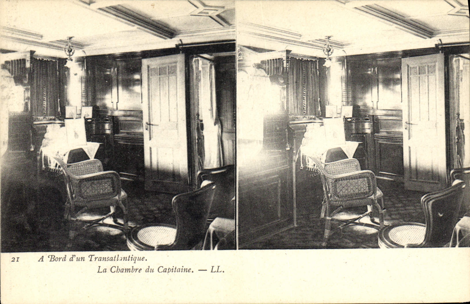 VINTAGE POSTCARD Boat Transatlantic liner the room of the captain