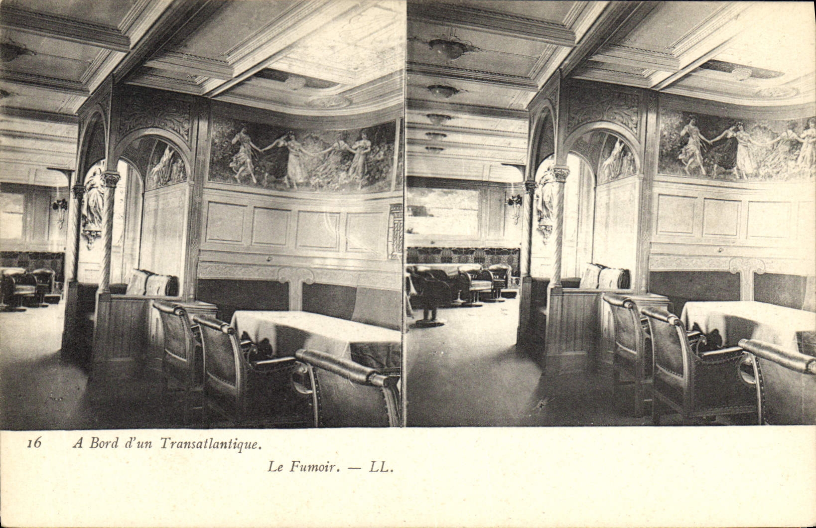 CPA Bateau Paquebot Transatlantique La fumoir Tabac 