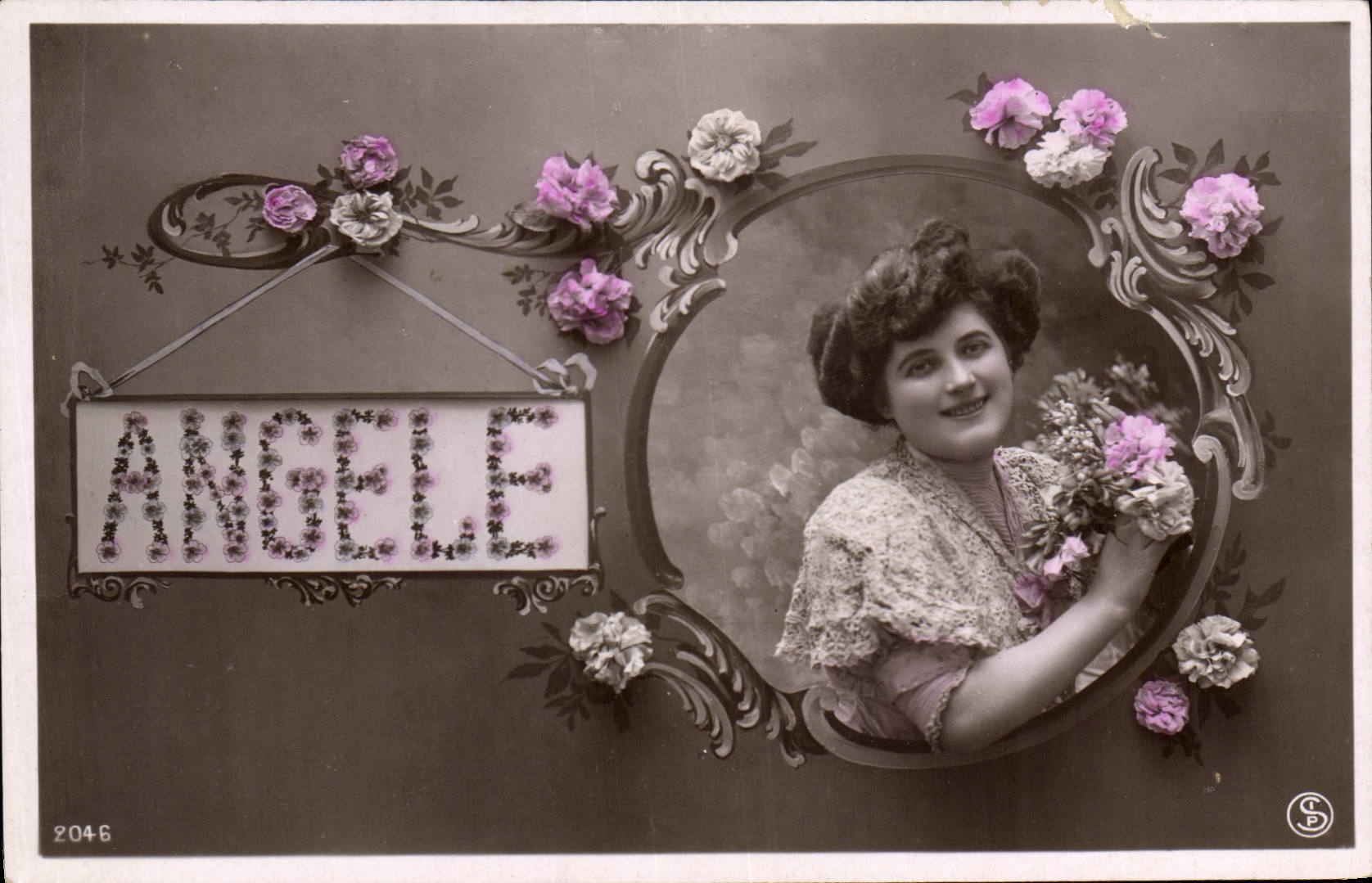 VINTAGE POSTCARD First name Angele
