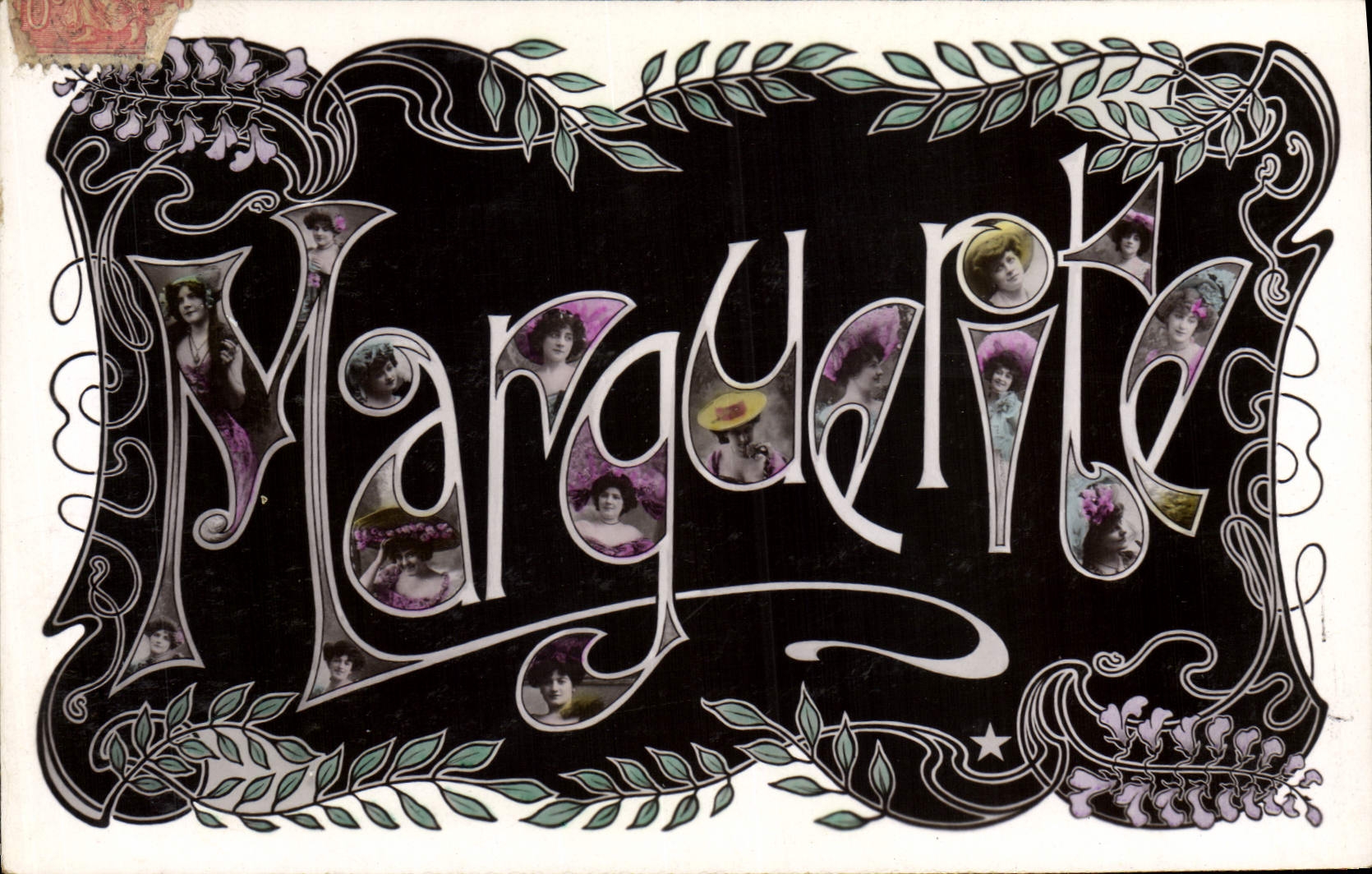 VINTAGE POSTCARD Marguerite First name