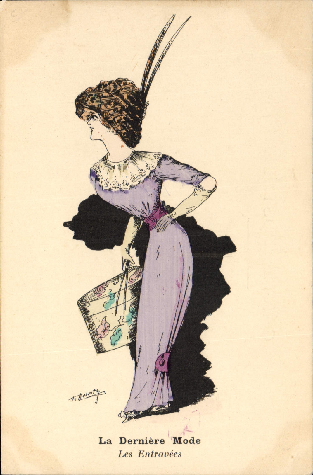 VINTAGE POSTCARD Fantasy Illustrator Roberty Woman latest fashion entravees