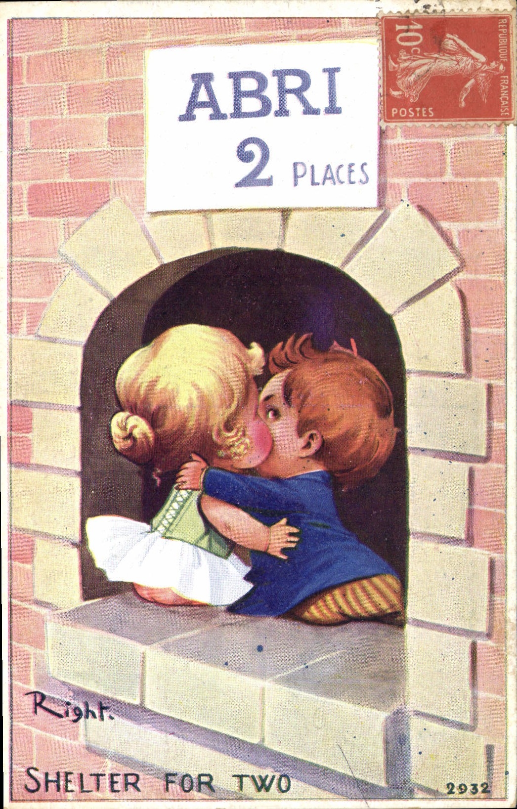 CPA Fantaisie Illustrateur Right Enfants Abri Shelter for two