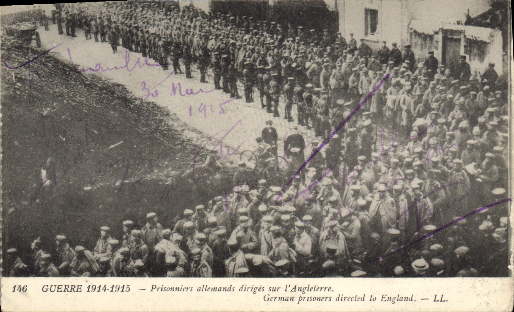 Alemán de Militaria Prisonniers de la POSTAL de la VENDIMIA directo en Inglaterra