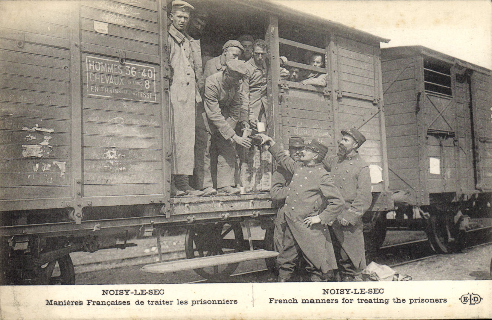 CPA Militaria Manieres francaises de traiter les prisonniers Noisy le Sec