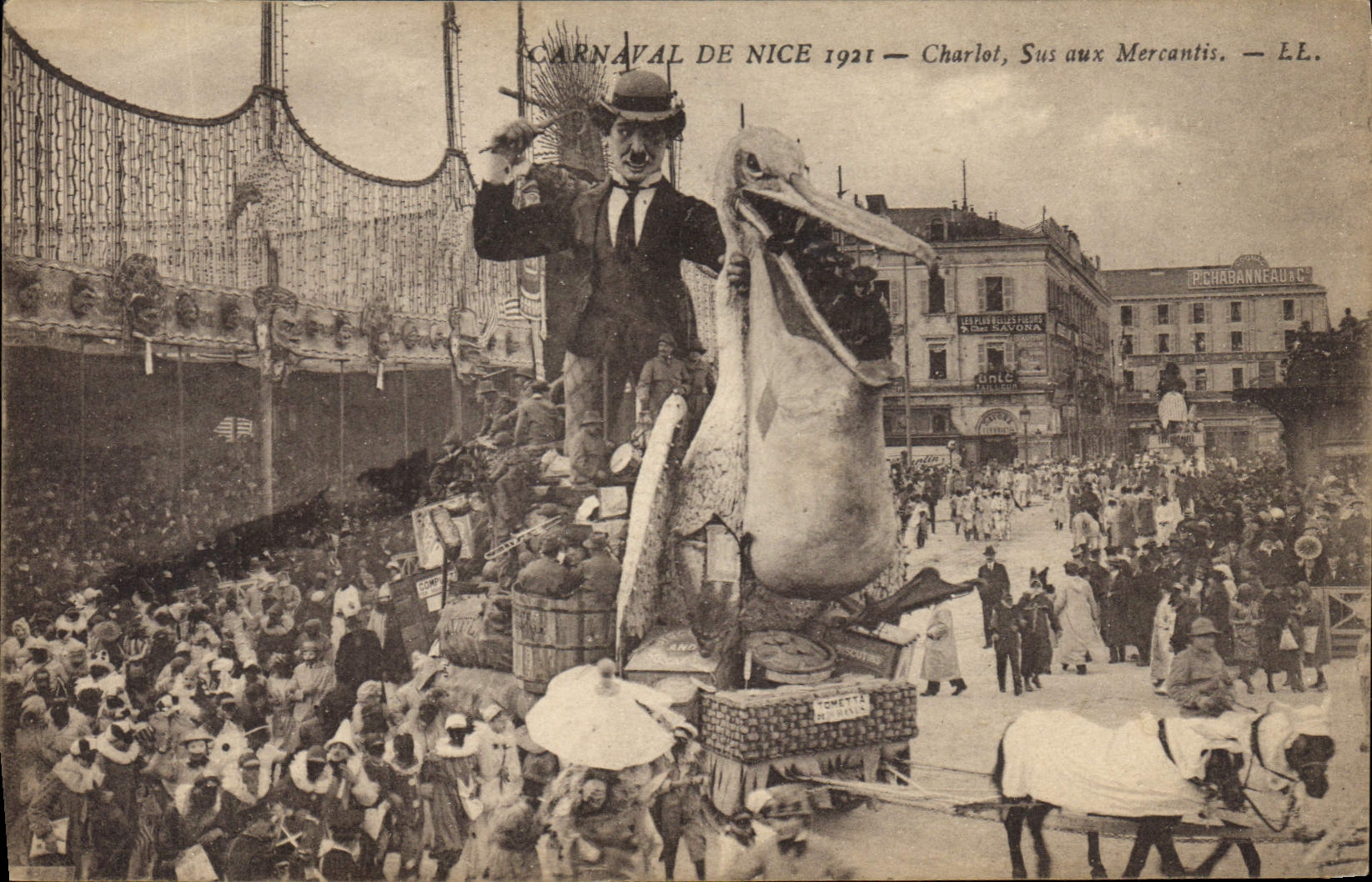 VINTAGE POSTCARD Cinema Carnival of Nice 1921 Charlot