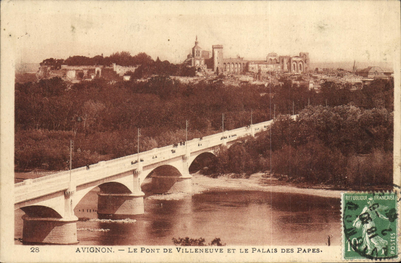 VINTAGE POSTCARD Avignon the Bridge Of Villeneuve And the Palate Of the Popes