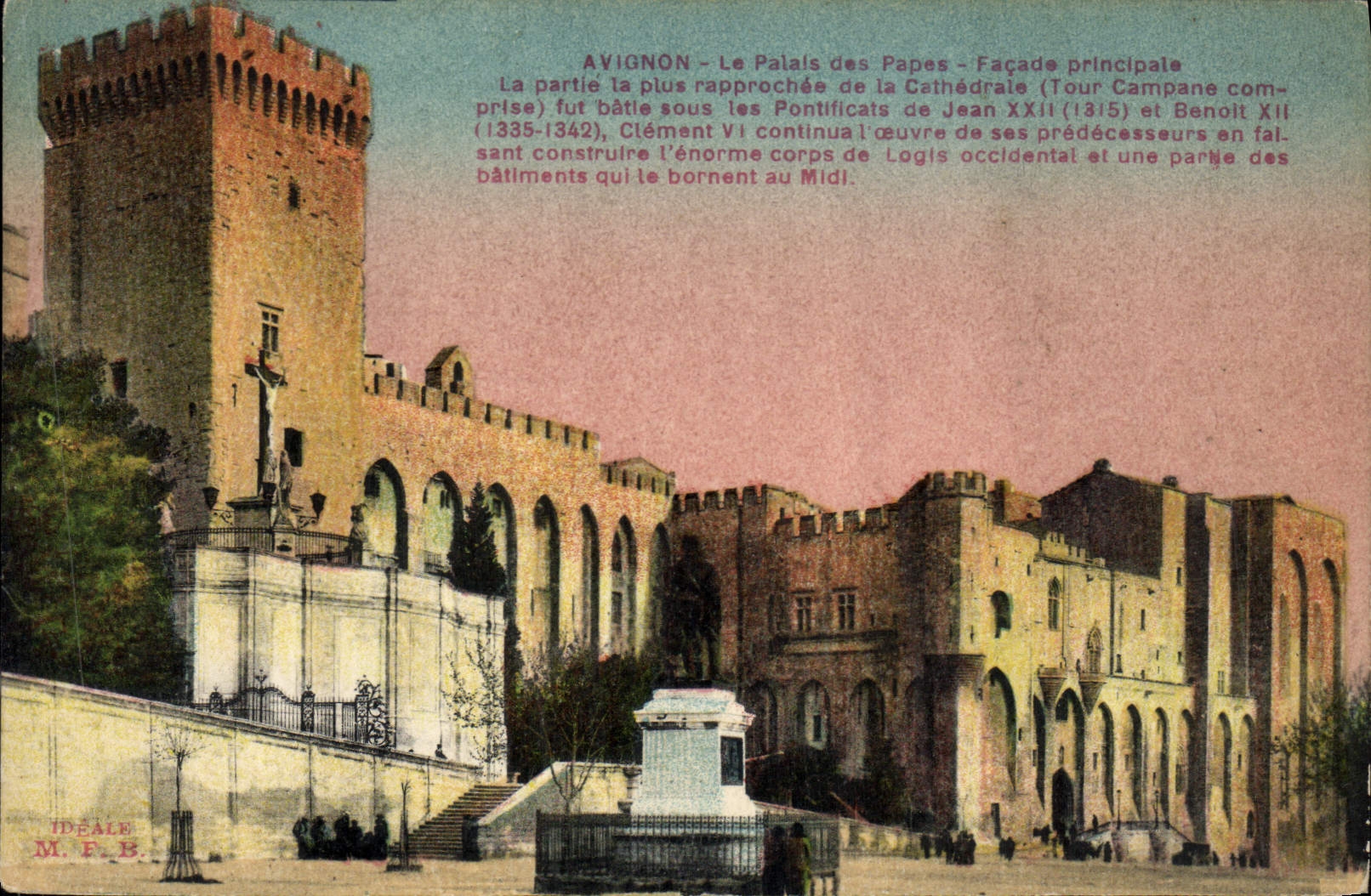 VINTAGE POSTCARD Avignon the palate of the Popes principal Frontage
