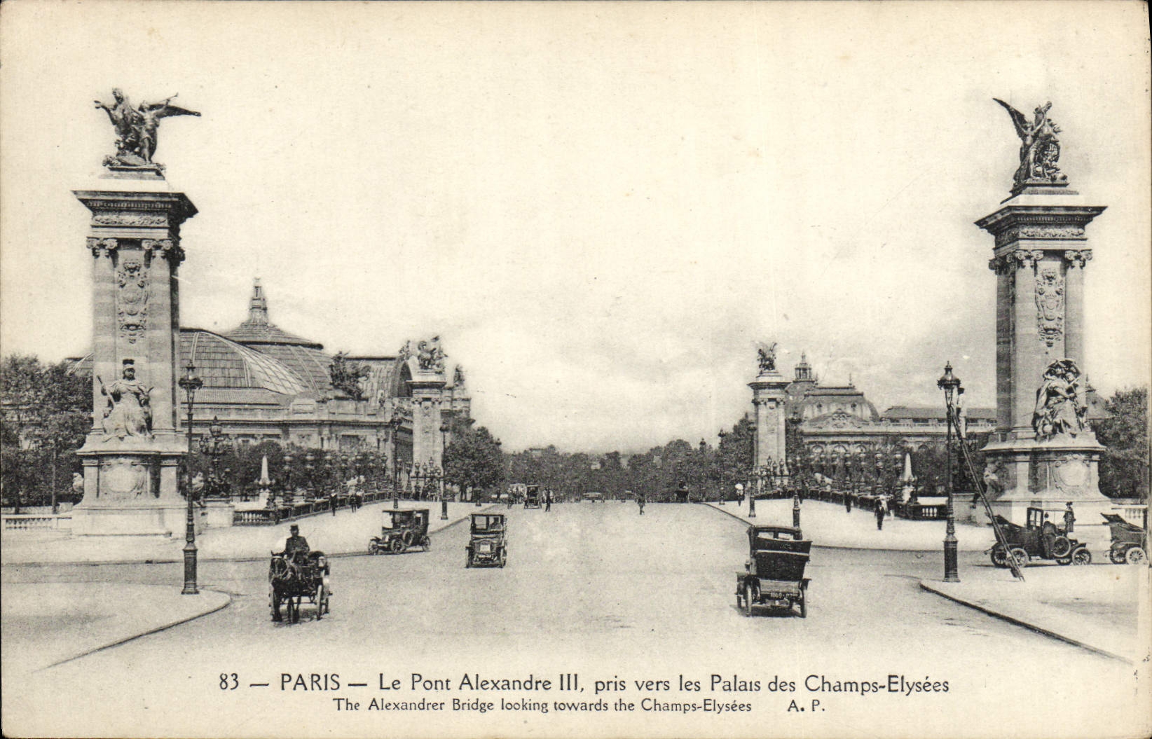 VINTAGE POSTCARD Paris the Bridge Alexandre III taken towards the palates of the Champs Elysées