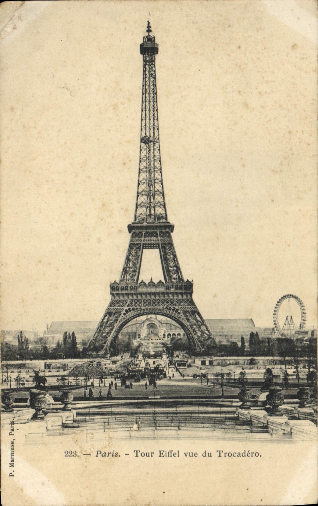 CPA Paris Tour Eiffel Vue du Trocadero