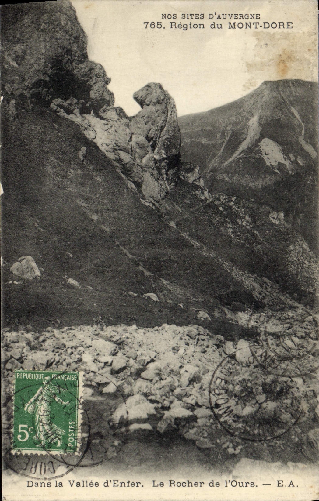 VINTAGE POSTCARD Region Of the Mount Gilds In the valley of hell the rock of the bear