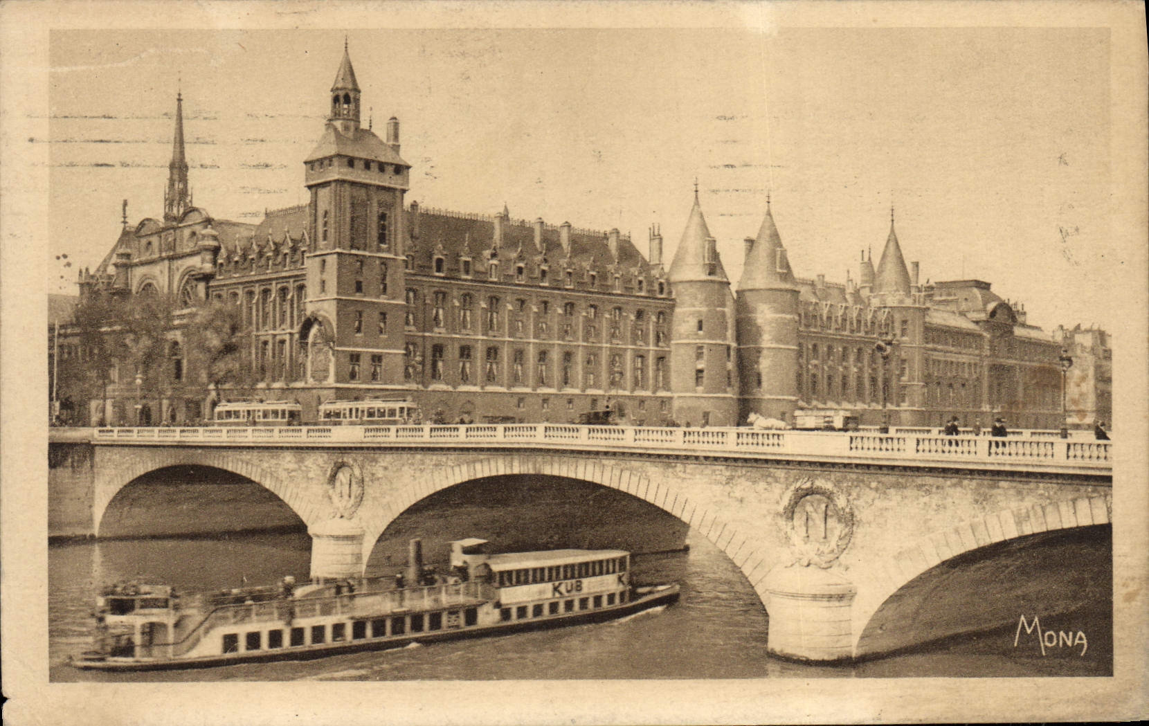 CPA Paris La Conciergerie La tour de l'horloge et le pont au change