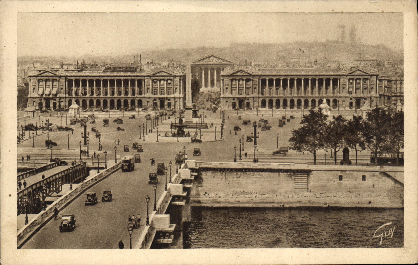 VINTAGE POSTCARD Paris Bridge and place of the Harmony