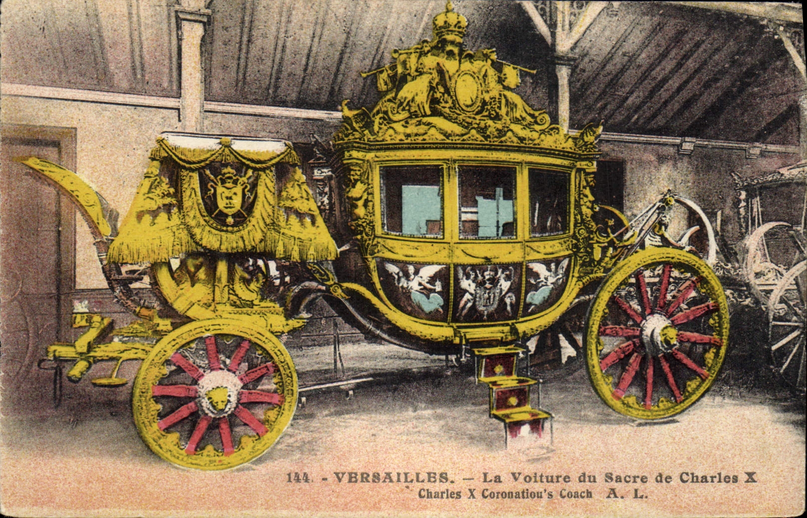 VINTAGE POSTCARD Palate of Versailles the car of the sacring of Charles X