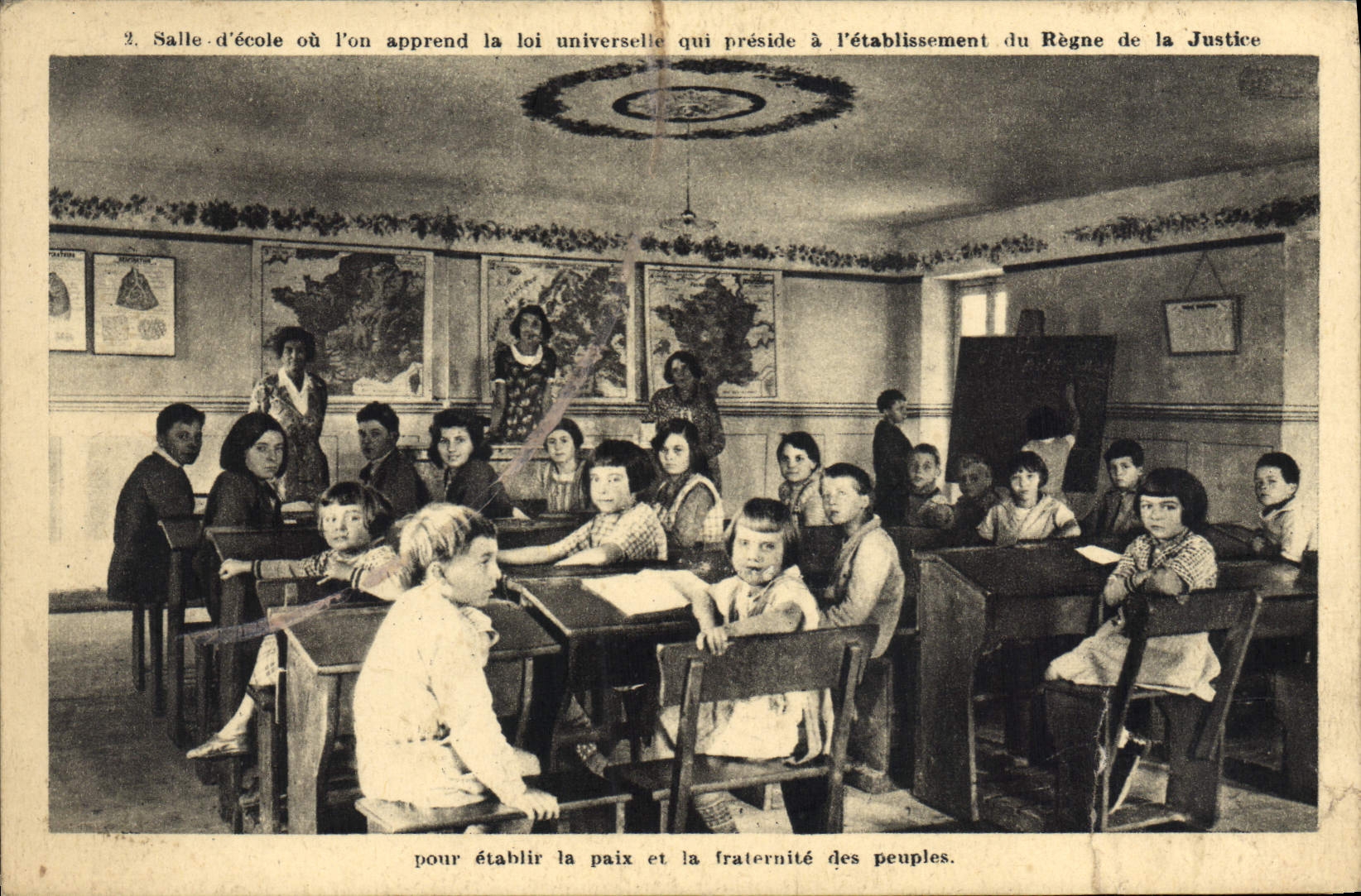 VINTAGE POSTCARD School Room of school High Studies