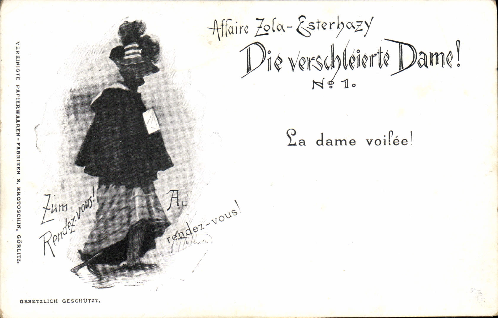 CPA Affaire Dreyfus Zola Estehazy La dame voilee
