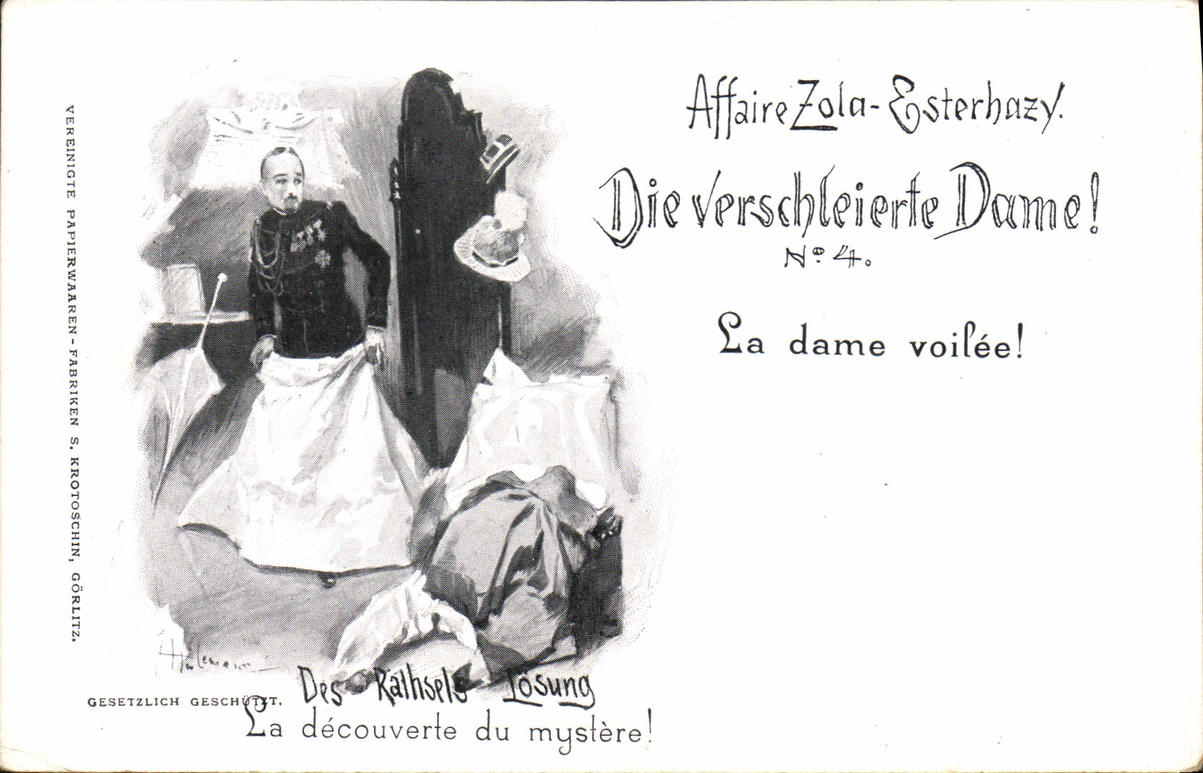 CPA Affaire Dreyfus Zola Esterhazy La dame voilee