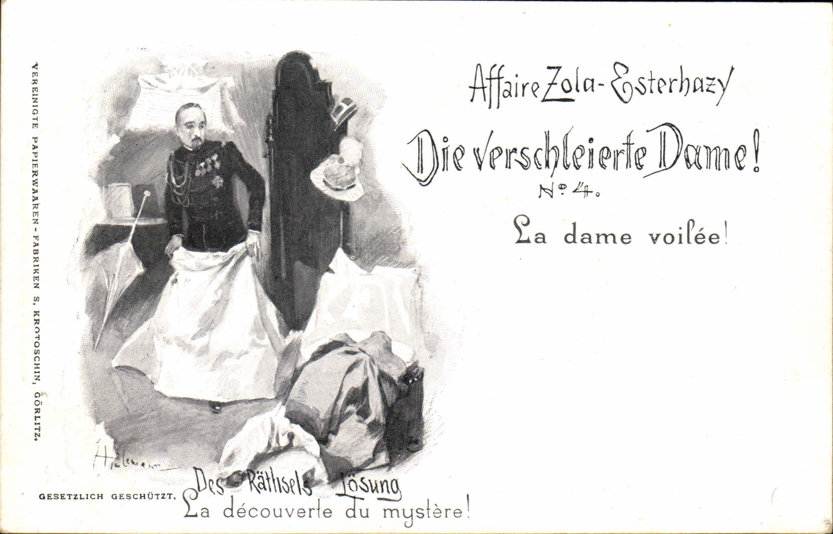 CPA Affaire Dreyfus Zola Esterhazy La dame voilee